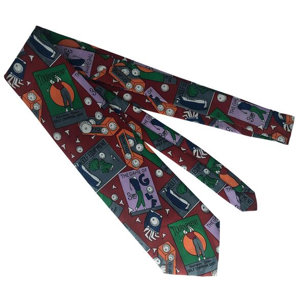 Red Cartoonish Golf Tie - Picture 3 of 5